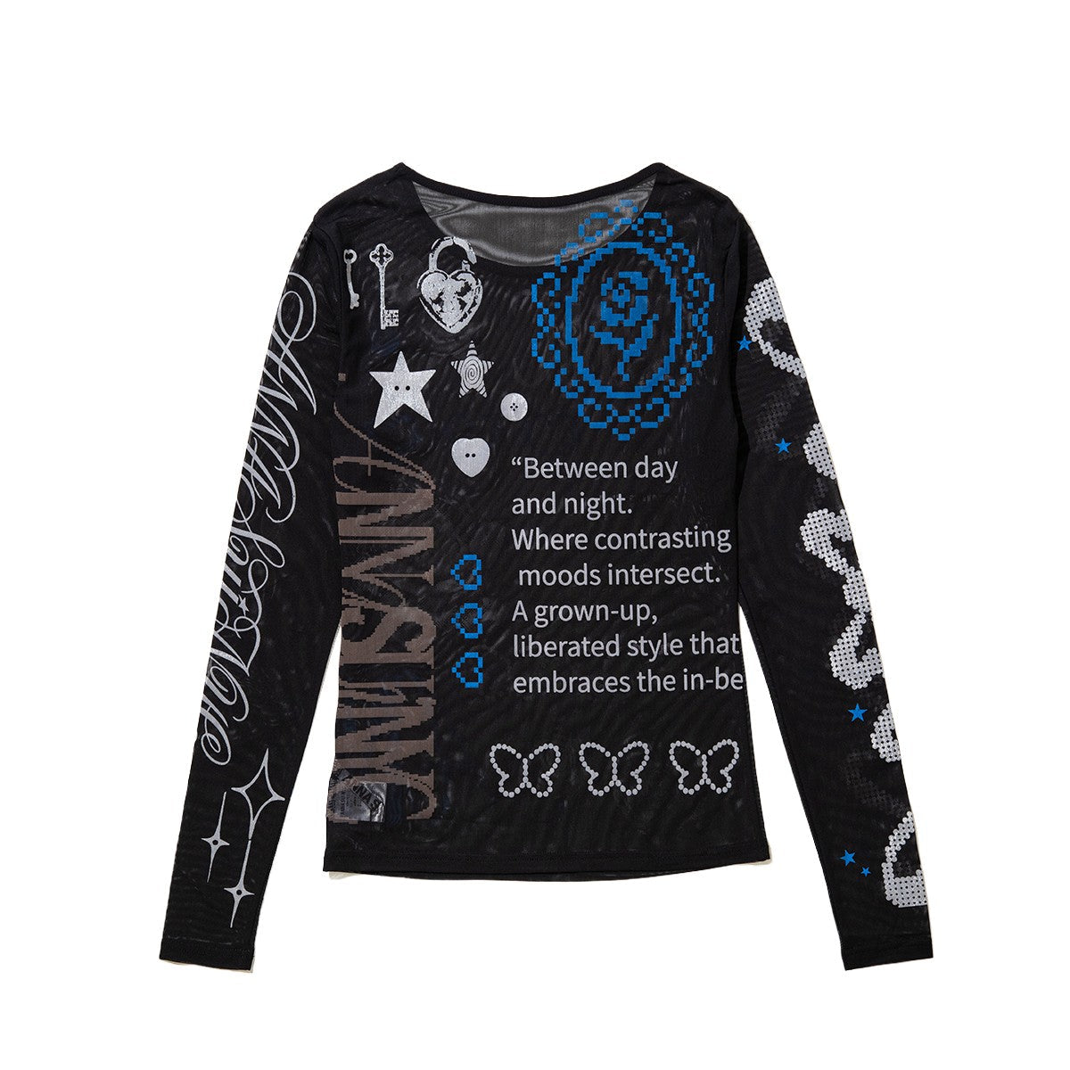 anna sui nyc Collage Sheer Tops アナスイ エヌワイシー コラージュシアートップス 16217427【レディース シアートップス コラージュトップス グラフィック レイヤード  26FW】