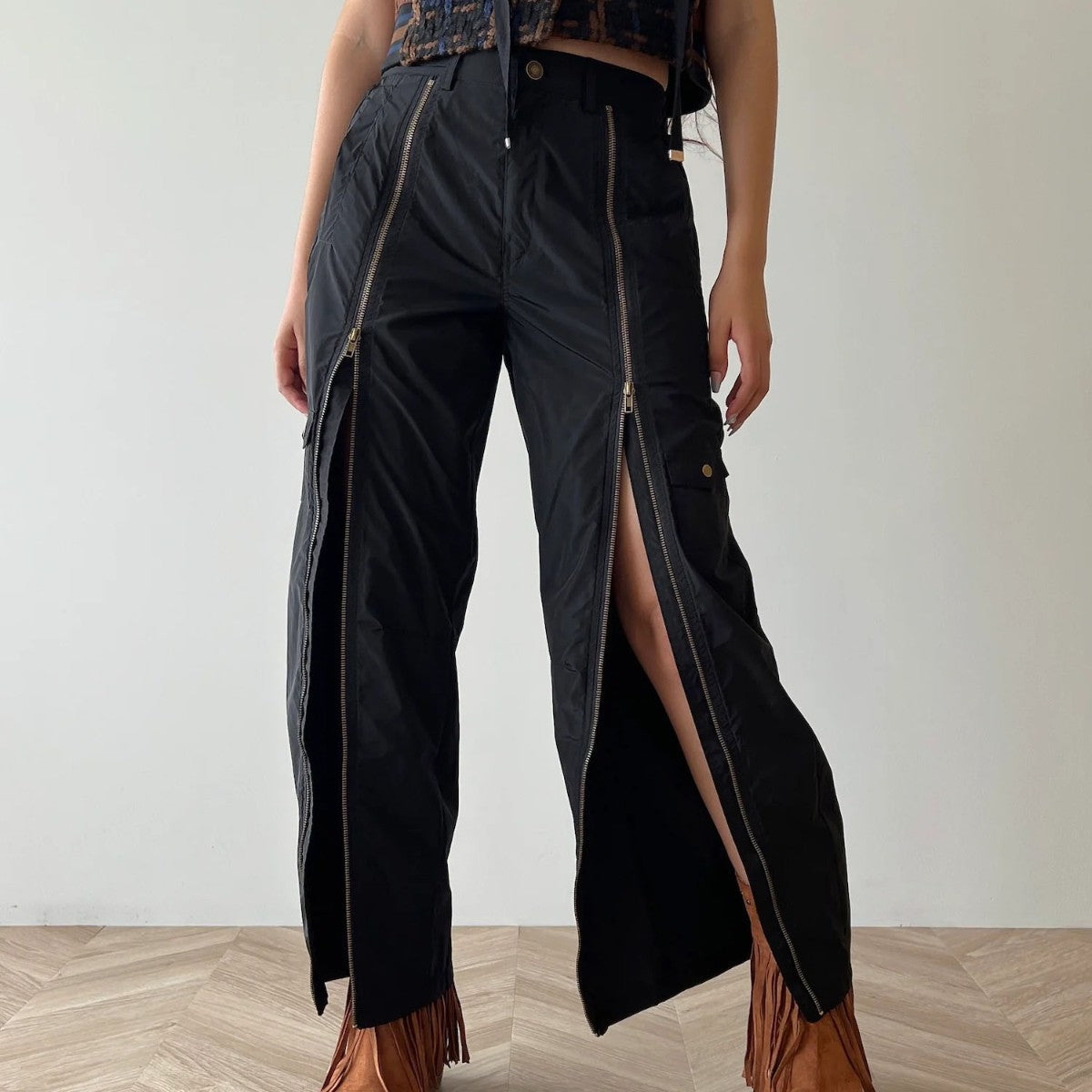 anna sui nyc Front Zip Barrel Pants アナスイ エヌワイシー フロントZIP バレルパンツ 16230449【レディース バレルパンツ スリット ファスナーデザイン 調整可能  26FW】