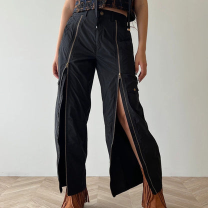 anna sui nyc Front Zip Barrel Pants アナスイ エヌワイシー フロントZIP バレルパンツ 16230449【レディース バレルパンツ スリット ファスナーデザイン 調整可能  26FW】