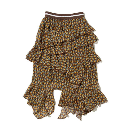 anna sui nyc MARY Asymmetrical Long Skirt アナスイ エヌワイシー MARY アシメロングスカート 16234430【レディース ロングスカート フリルスカート ヘムライン伸縮性 26FW】