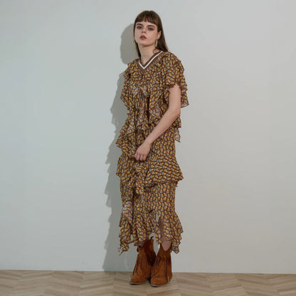 anna sui nyc MARY Asymmetrical Long Skirt アナスイ エヌワイシー MARY アシメロングスカート 16234430【レディース ロングスカート フリルスカート ヘムライン伸縮性 26FW】