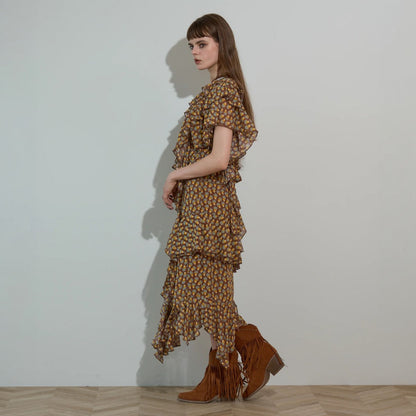 anna sui nyc MARY Asymmetrical Long Skirt アナスイ エヌワイシー MARY アシメロングスカート 16234430【レディース ロングスカート フリルスカート ヘムライン伸縮性 26FW】
