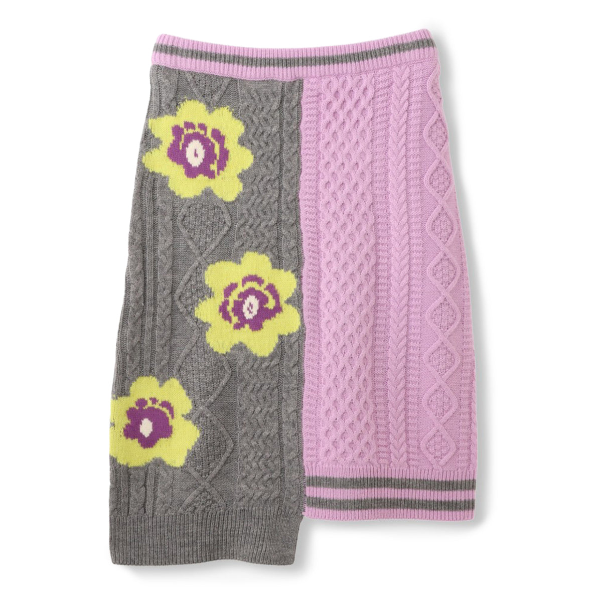 anna sui nyc Floral Pattern Mix Jacquard Skirt アナスイ エヌワイシー 花柄MIXジャガードスカート 16234472【レディース ニットスカート ケーブルニット 花柄 ジャカード編み アシンメトリー 26FW】