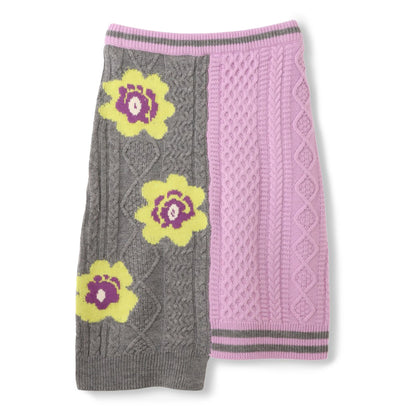 anna sui nyc Floral Pattern Mix Jacquard Skirt アナスイ エヌワイシー 花柄MIXジャガードスカート 16234472【レディース ニットスカート ケーブルニット 花柄 ジャカード編み アシンメトリー 26FW】
