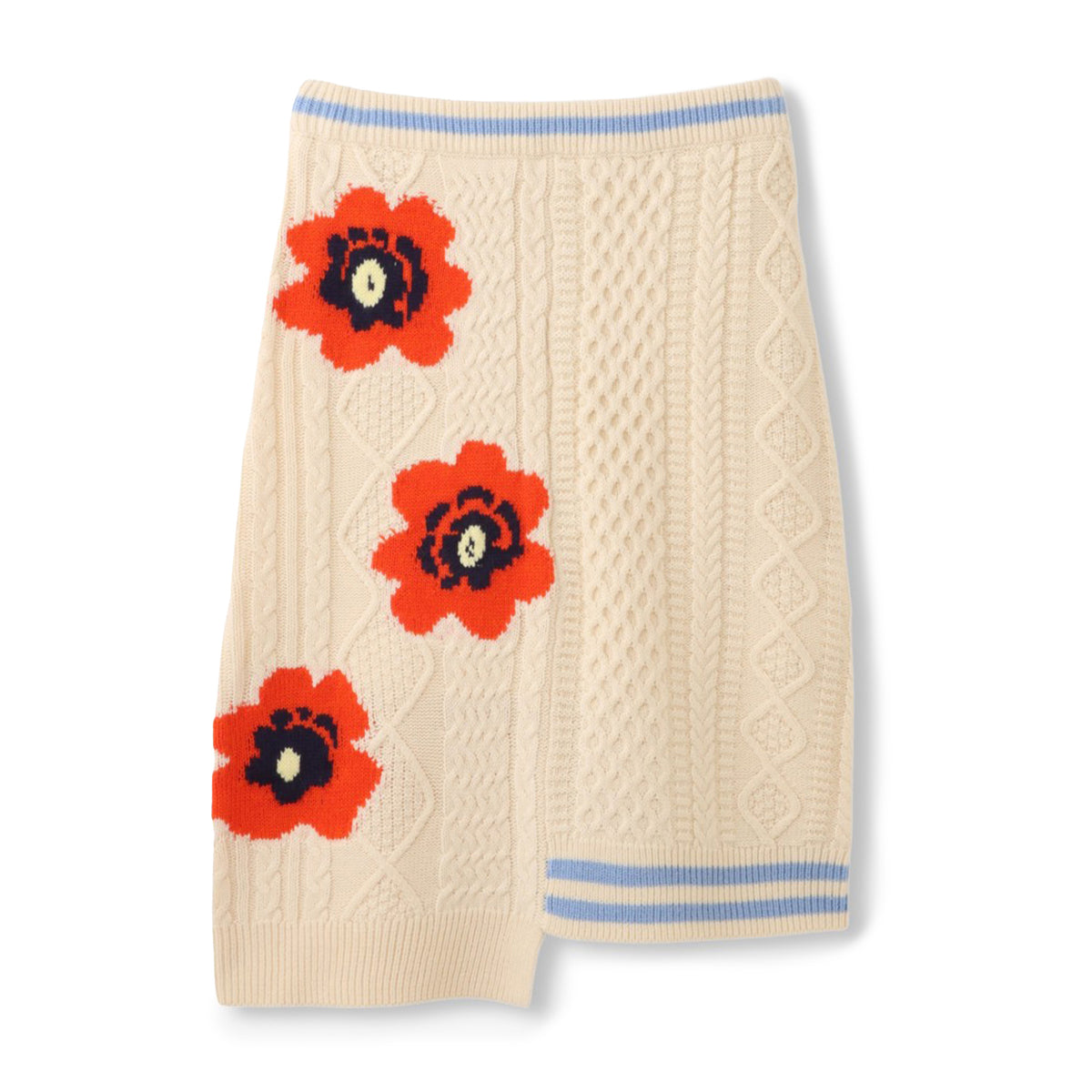 anna sui nyc Floral Pattern Mix Jacquard Skirt アナスイ エヌワイシー 花柄MIXジャガードスカート 16234472【レディース ニットスカート ケーブルニット 花柄 ジャカード編み アシンメトリー 26FW】