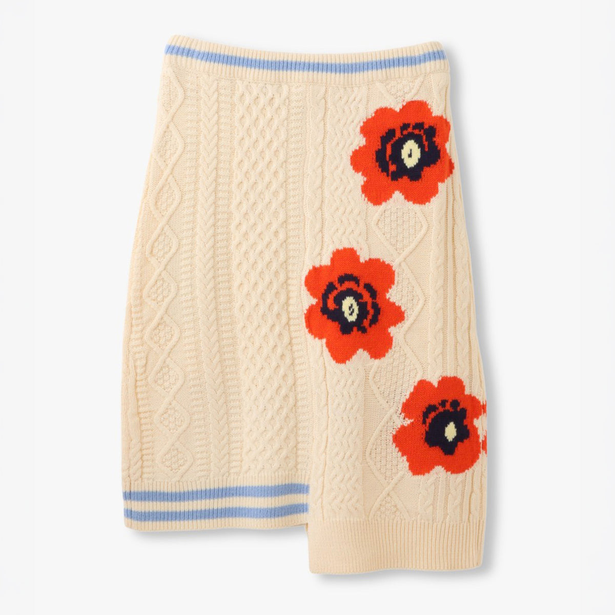 anna sui nyc Floral Pattern Mix Jacquard Skirt アナスイ エヌワイシー 花柄MIXジャガードスカート 16234472【レディース ニットスカート ケーブルニット 花柄 ジャカード編み アシンメトリー 26FW】