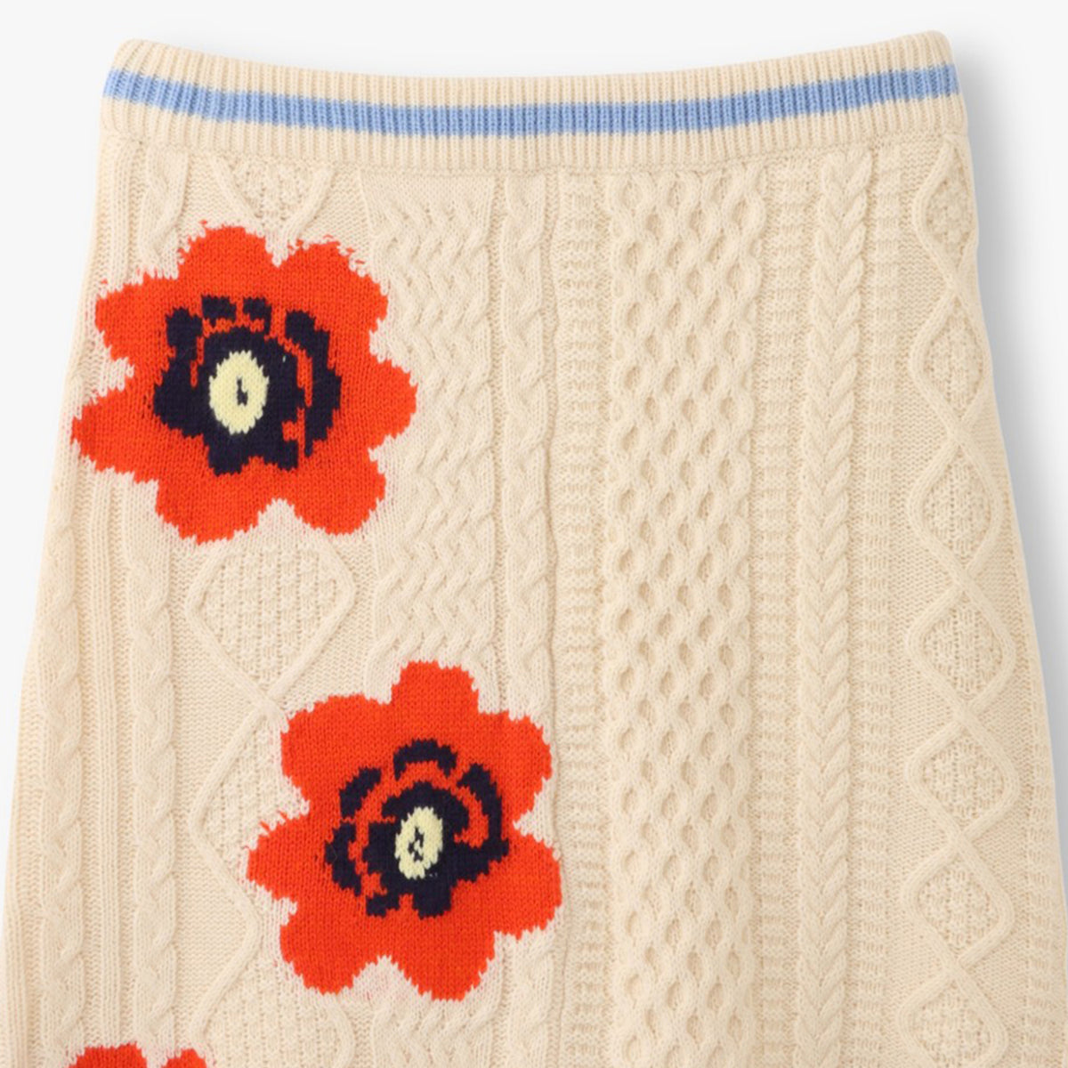anna sui nyc Floral Pattern Mix Jacquard Skirt アナスイ エヌワイシー 花柄MIXジャガードスカート 16234472【レディース ニットスカート ケーブルニット 花柄 ジャカード編み アシンメトリー 26FW】