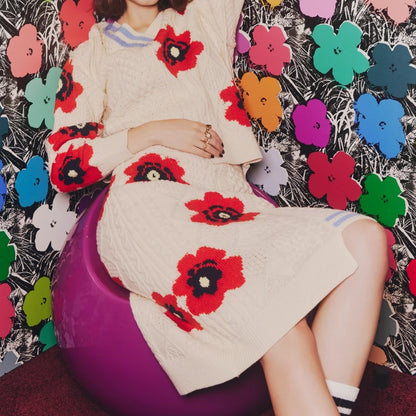 Floral Pattern Mix Jacquard Skirt