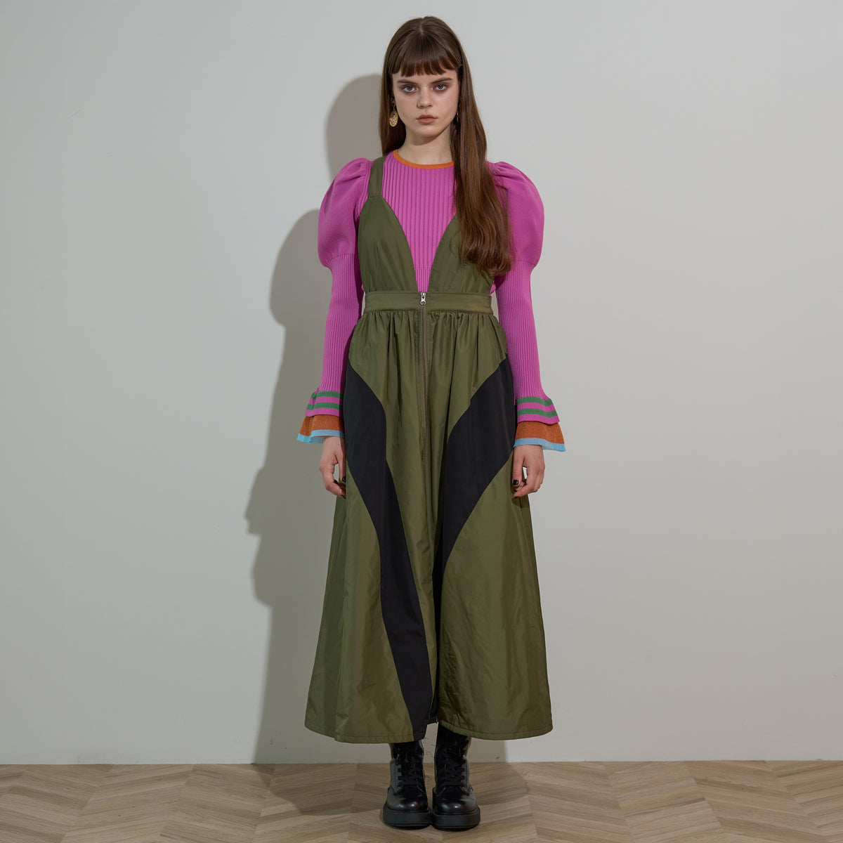 anna sui nyc Puffy Jumper Skirt アナスイ エヌワイシー パフィージャンパースカート 16240476【レディース 取り外し可能 ロングスカート スポーティー カジュアル スリット 26FW】