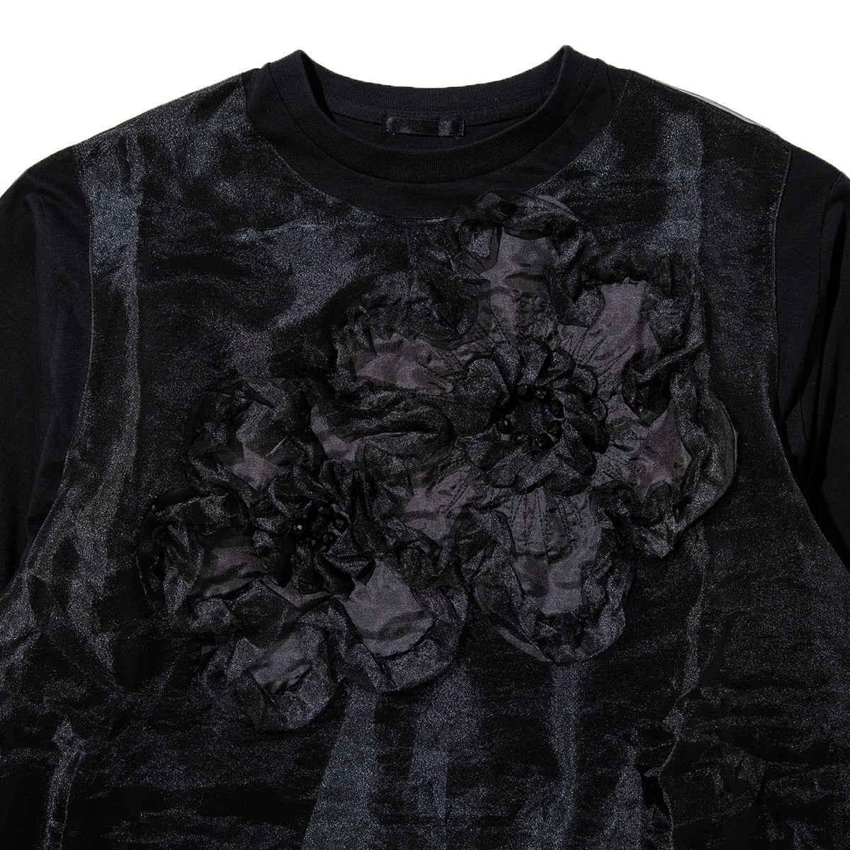 YuumiARIA TULLE FLARE T-SHIRT ユウミアリア チュールフレアTシャツ 262-AC030【レディース トップス カットソー シースルー レイヤード 花柄 26FW】