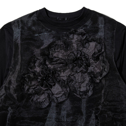 YuumiARIA TULLE FLARE T-SHIRT ユウミアリア チュールフレアTシャツ 262-AC030【レディース トップス カットソー シースルー レイヤード 花柄 26FW】