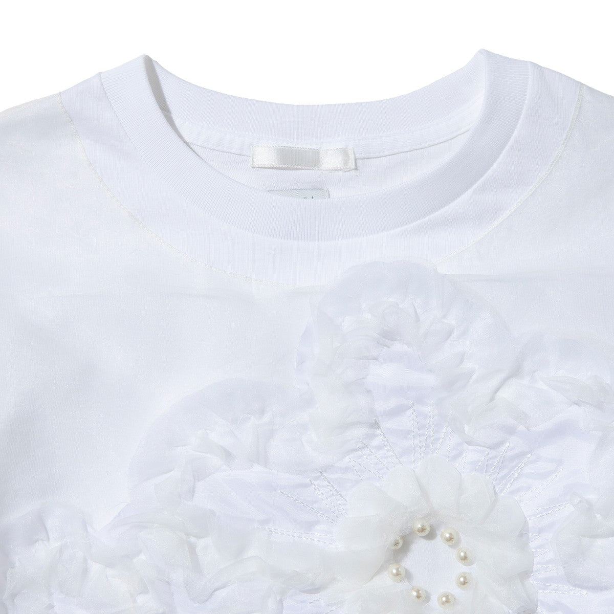 YuumiARIA TULLE FLARE T-SHIRT ユウミアリア チュールフレアTシャツ 262-AC030【レディース トップス カットソー シースルー レイヤード 花柄 26FW】