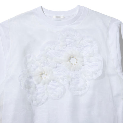 YuumiARIA TULLE FLARE T-SHIRT ユウミアリア チュールフレアTシャツ 262-AC030【レディース トップス カットソー シースルー レイヤード 花柄 26FW】