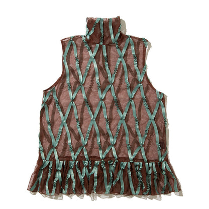 YuumiARIA TAPE TULLE SHIRT ユウミアリア テープチュールシャツ 262-AS009【レディース トップス テープ刺繍 レイヤード デザイン性 26FW】