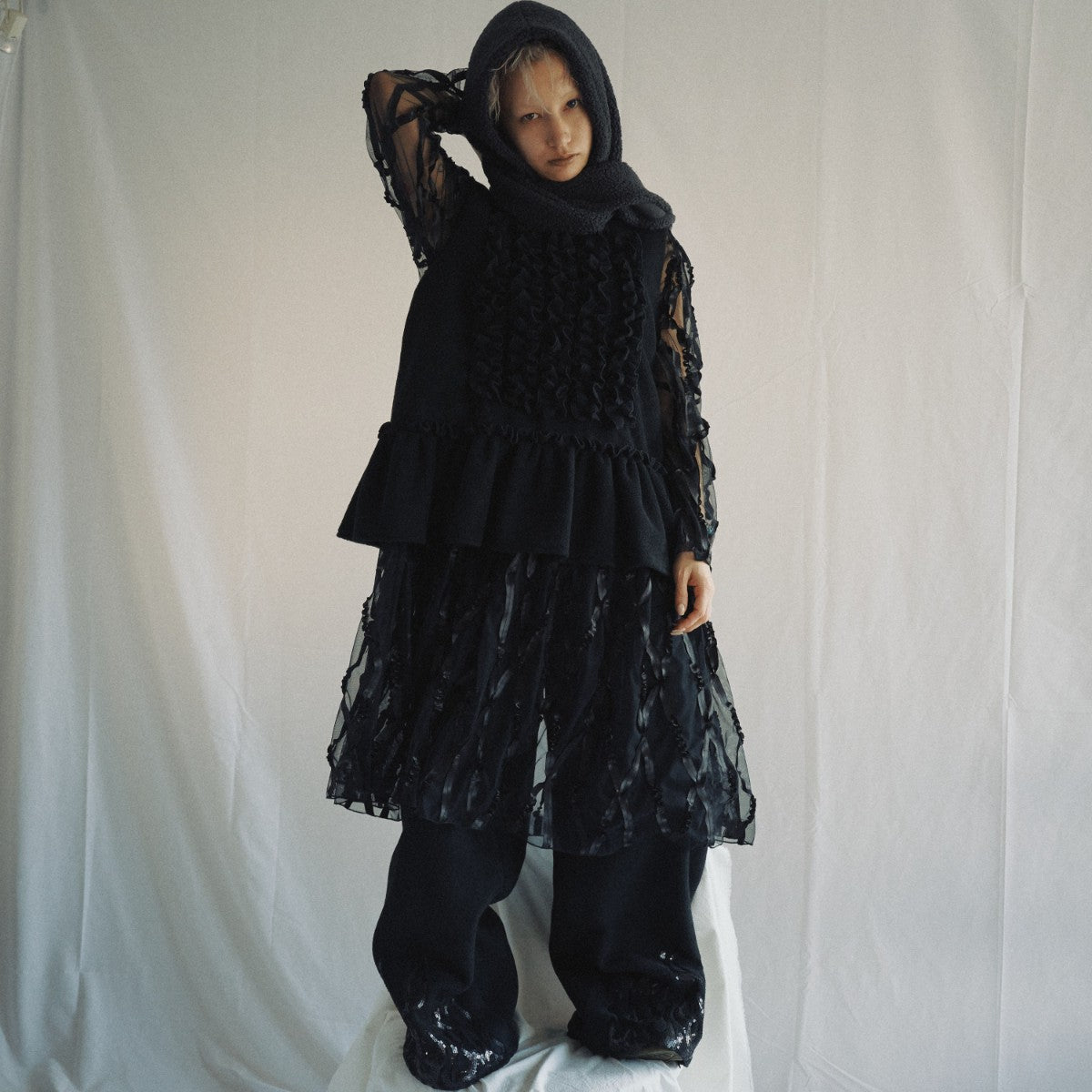 YuumiARIA TAPE TULLE ONE PIECE ユウミアリア テープチュールワンピース 262-AS010【レディース ワンピース 刺繍 インナー レイヤード 26FW】