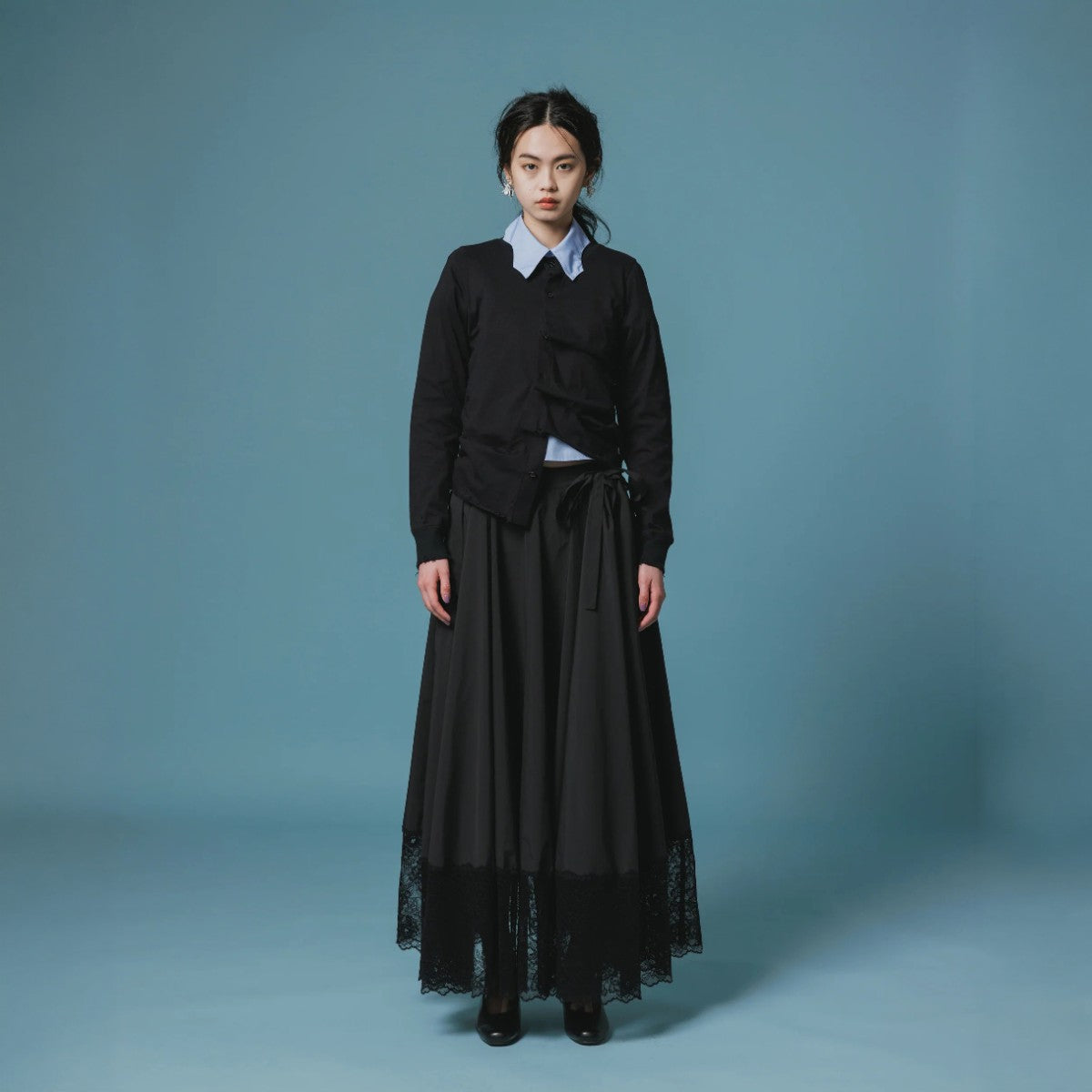 NON TOKYO LACE RIBBON SKIRT ノントーキョー レースリボンスカート NON-26A-0805【レディース ロングスカート ギャザースカート レース 撥水加工 26FW】