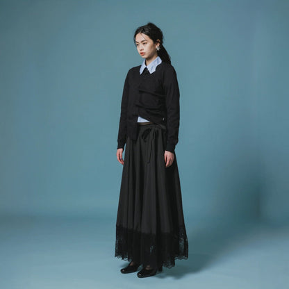 NON TOKYO LACE RIBBON SKIRT ノントーキョー レースリボンスカート NON-26A-0805【レディース ロングスカート ギャザースカート レース 撥水加工 26FW】
