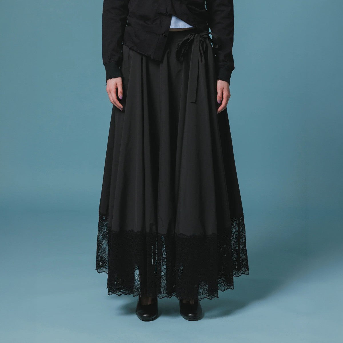 NON TOKYO LACE RIBBON SKIRT ノントーキョー レースリボンスカート NON-26A-0805【レディース ロングスカート ギャザースカート レース 撥水加工 26FW】