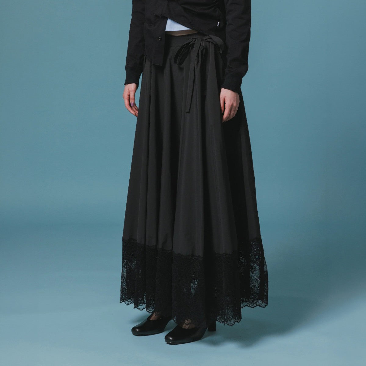 NON TOKYO LACE RIBBON SKIRT ノントーキョー レースリボンスカート NON-26A-0805【レディース ロングスカート ギャザースカート レース 撥水加工 26FW】