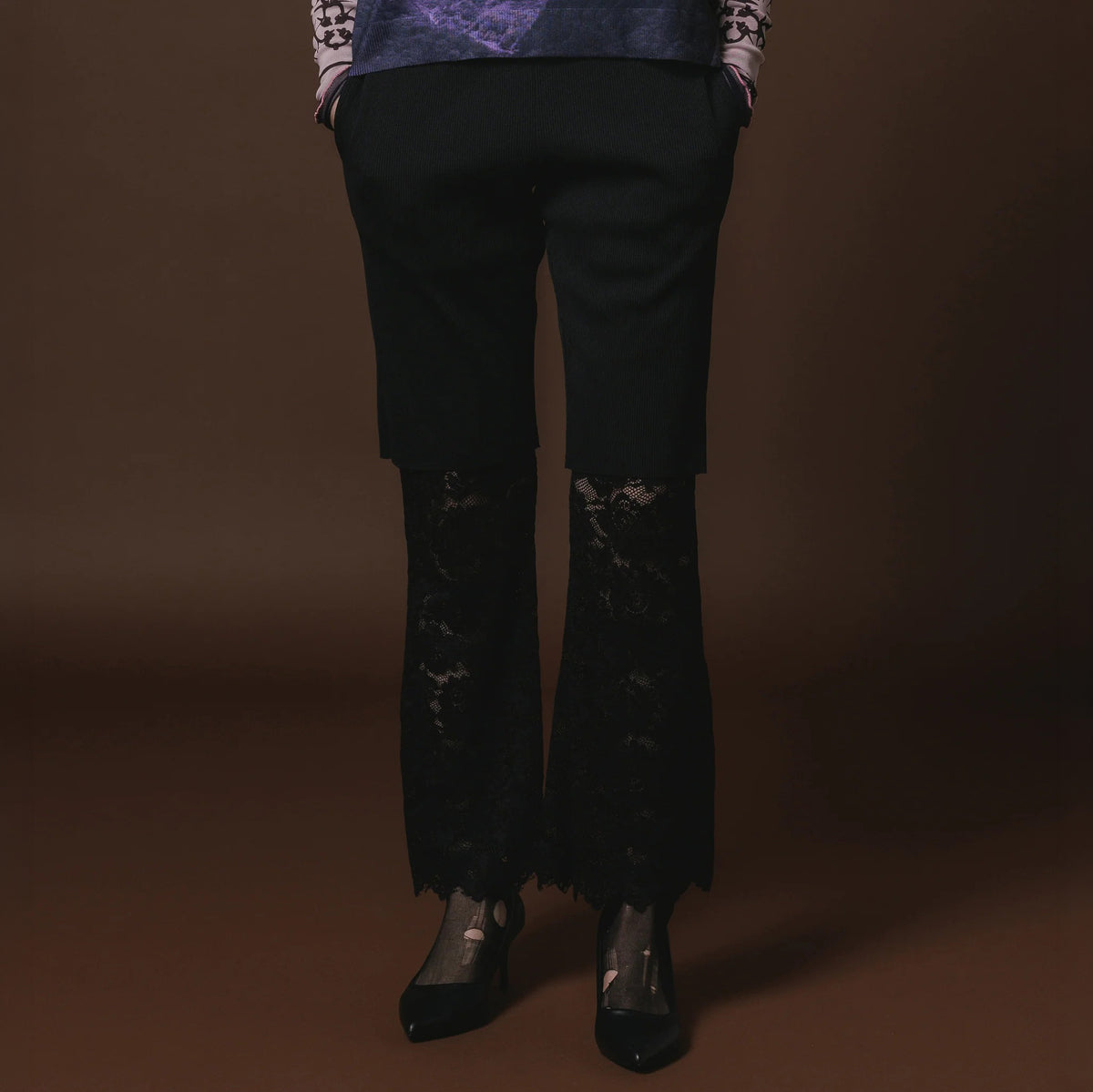 NON TOKYO Lace flare pants ノントーキョー レース フレアパンツ NON-26A-0811-BLK【レディース フレアパンツ レース 無地 花柄 ストレッチ 26FW】