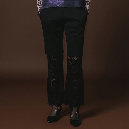 NON TOKYO Lace flare pants ノントーキョー レース フレアパンツ NON-26A-0811-BLK【レディース フレアパンツ レース 無地 花柄 ストレッチ 26FW】