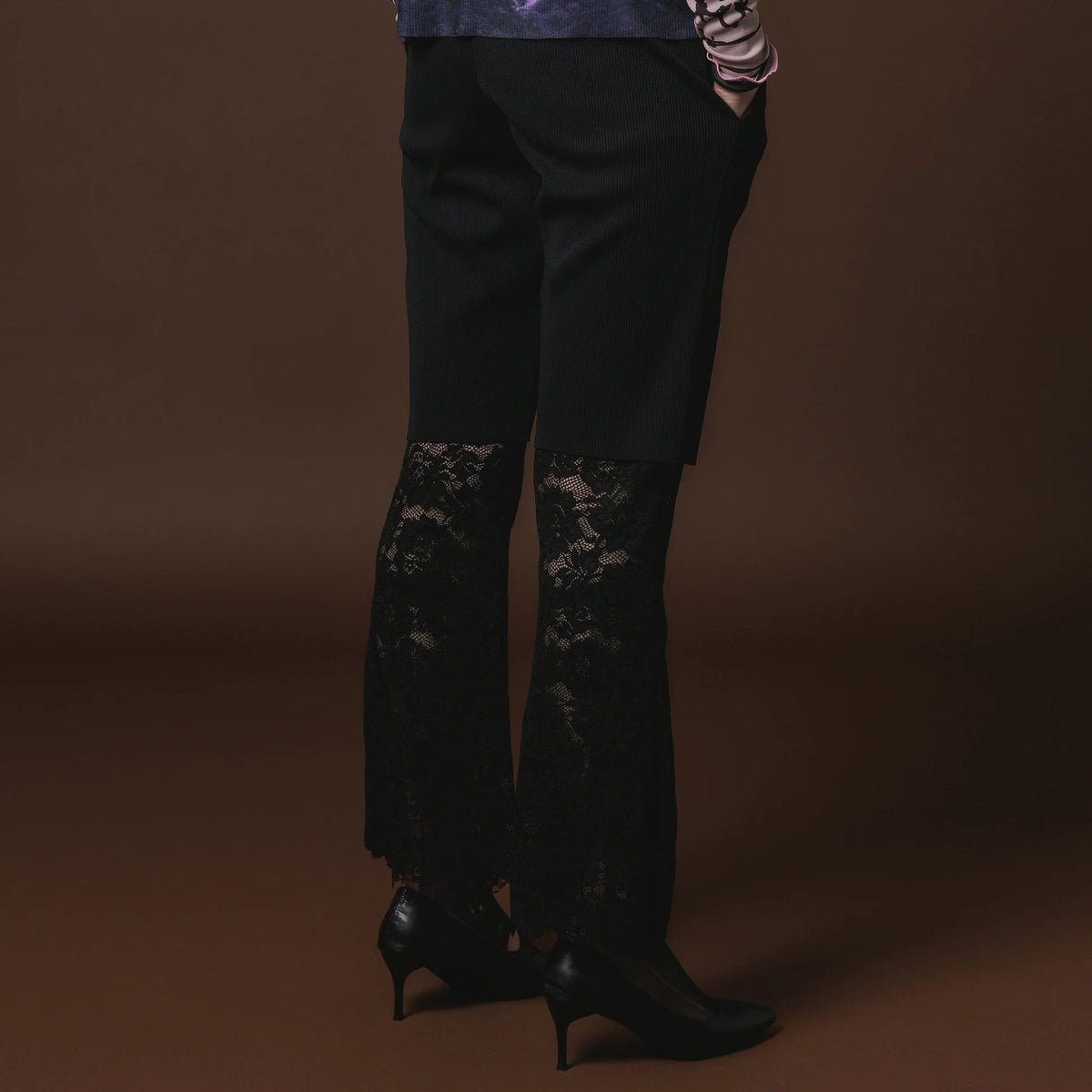 NON TOKYO Lace flare pants ノントーキョー レース フレアパンツ NON-26A-0811-BLK【レディース フレアパンツ レース 無地 花柄 ストレッチ 26FW】