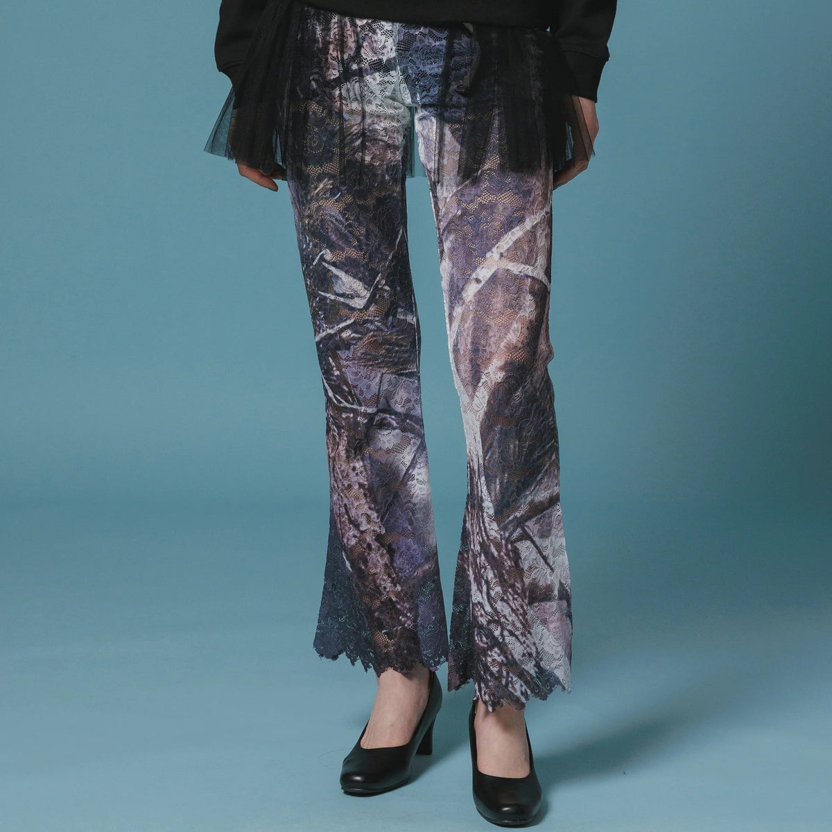 NON TOKYO Lace direct print flare pants ノントーキョー レース ダイレクト プリント フレアパンツ NON-26A-0811【レディース フレアパンツ レース プリント 花柄 ストレッチ 26FW】