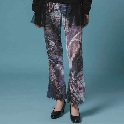 NON TOKYO Lace direct print flare pants ノントーキョー レース ダイレクト プリント フレアパンツ NON-26A-0811【レディース フレアパンツ レース プリント 花柄 ストレッチ 26FW】