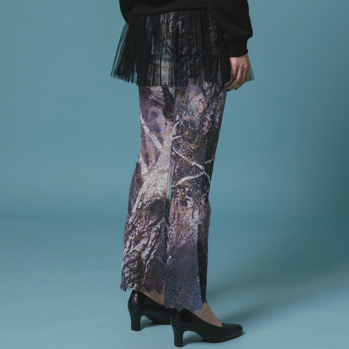 NON TOKYO Lace direct print flare pants ノントーキョー レース ダイレクト プリント フレアパンツ NON-26A-0811【レディース フレアパンツ レース プリント 花柄 ストレッチ 26FW】