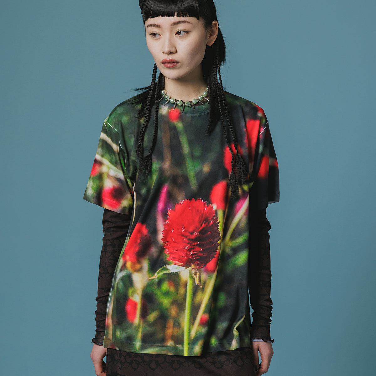 NON TOKYO DIRECT PRINT T-SHIRT ノントーキョー ダイレクトプリントTシャツ NON-26A-0816【レディース 半袖 転写プリント 吸水速乾 UVケア機能 花柄 26FW】