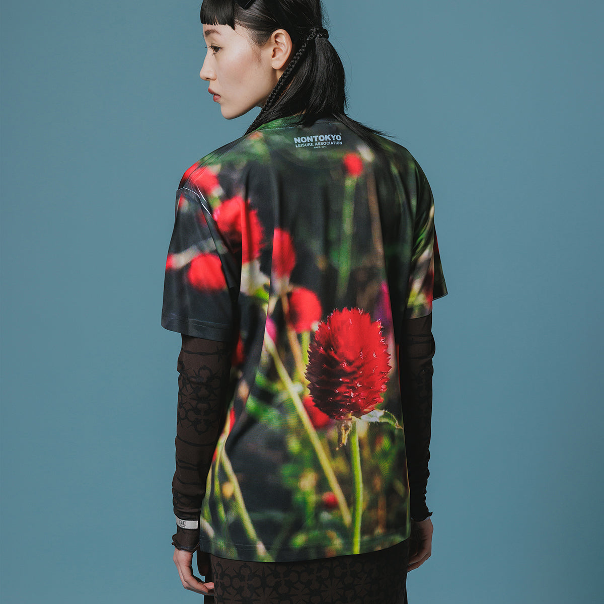 NON TOKYO DIRECT PRINT T-SHIRT ノントーキョー ダイレクトプリントTシャツ NON-26A-0816【レディース 半袖 転写プリント 吸水速乾 UVケア機能 花柄 26FW】
