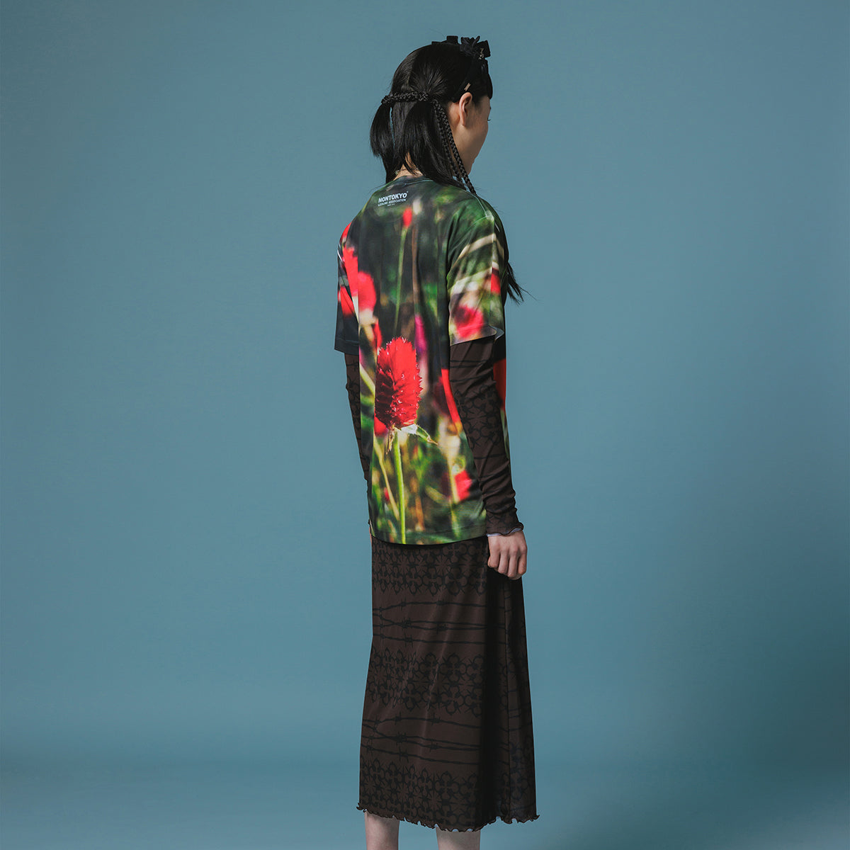 NON TOKYO DIRECT PRINT T-SHIRT ノントーキョー ダイレクトプリントTシャツ NON-26A-0816【レディース 半袖 転写プリント 吸水速乾 UVケア機能 花柄 26FW】