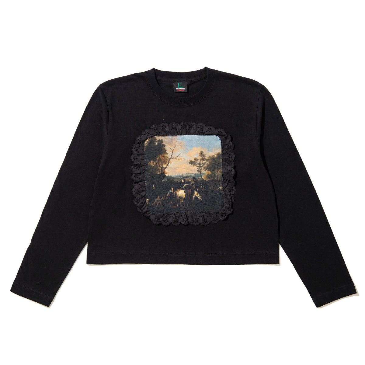 NON TOKYO FRILL FRAME L/S T-SHIRT ノントーキョー フリルフレーム ロングスリーブTシャツ NON-26A-0906【レディース 長袖Tシャツ ロンT レース 前面プリント 26FW】