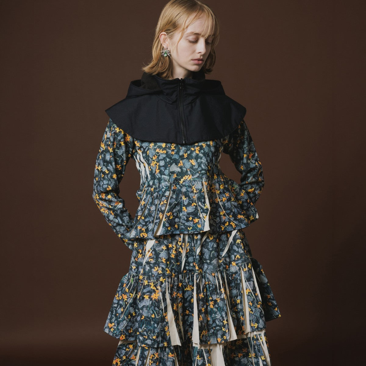 NON TOKYO DIRECT PRINT RIB GATHER C/S ノントーキョー ダイレクトプリント リブギャザー C/S NON-26A-0917【レディース ギャザーカットソー フォトプリント 1点物 ストレッチ性 26FW】