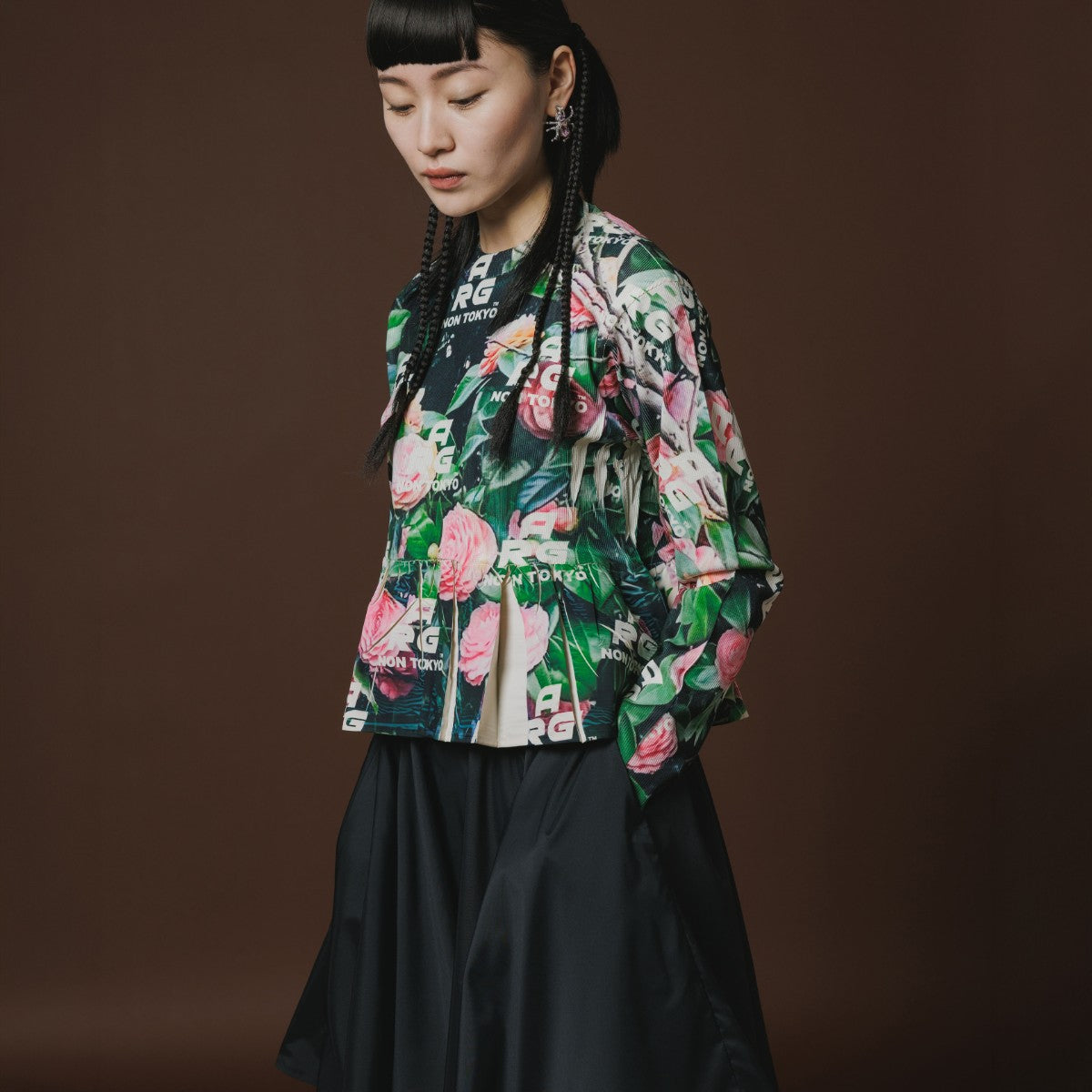 NON TOKYO DIRECT PRINT RIB GATHER C/S ノントーキョー ダイレクトプリント リブギャザー C/S NON-26A-0917【レディース ギャザーカットソー フォトプリント 1点物 ストレッチ性 26FW】