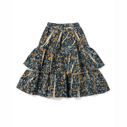 NON TOKYO DIRECT PRINT RIB GATHER SKIRT ノントーキョー ダイレクトプリント リブギャザースカート NON-26A-0918【レディース ティアードスカート ベアトップ フォトプリント 26FW】