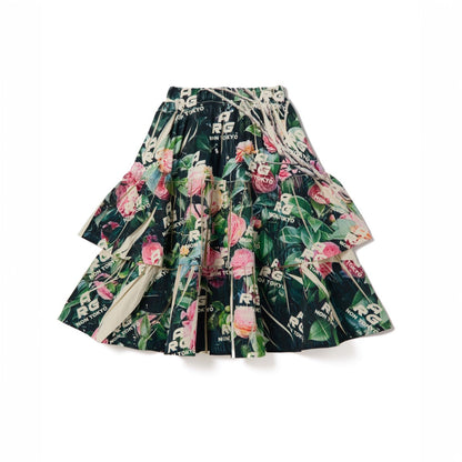 NON TOKYO DIRECT PRINT RIB GATHER SKIRT ノントーキョー ダイレクトプリント リブギャザースカート NON-26A-0918【レディース ティアードスカート ベアトップ フォトプリント 26FW】