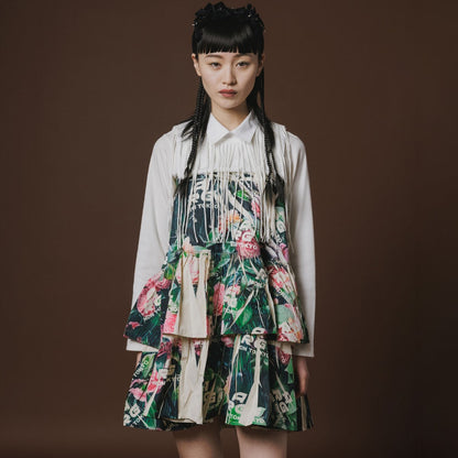 NON TOKYO DIRECT PRINT RIB GATHER SKIRT ノントーキョー ダイレクトプリント リブギャザースカート NON-26A-0918【レディース ティアードスカート ベアトップ フォトプリント 26FW】