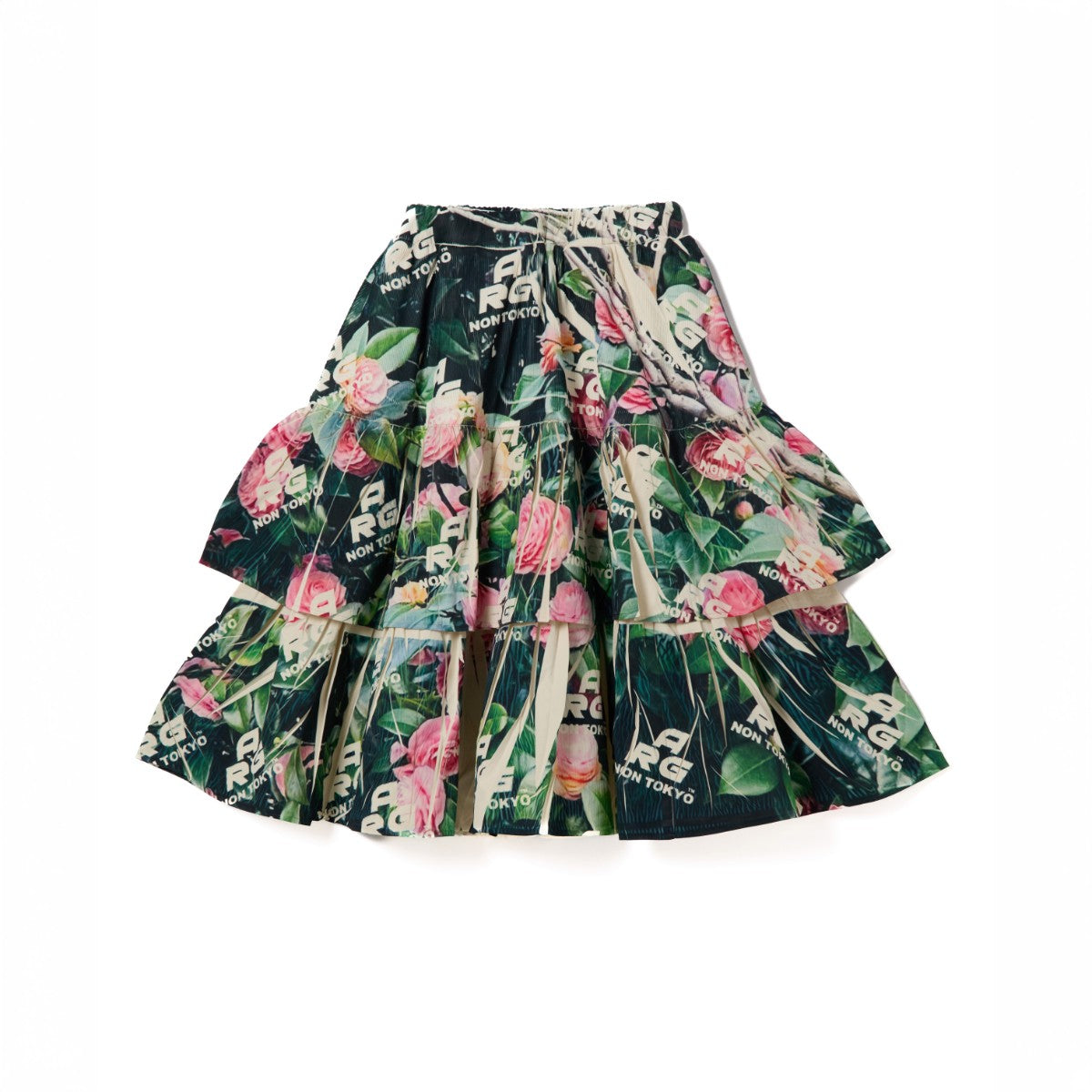 NON TOKYO DIRECT PRINT RIB GATHER SKIRT ノントーキョー ダイレクトプリント リブギャザースカート NON-26A-0918【レディース ティアードスカート ベアトップ フォトプリント 26FW】