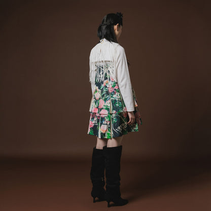 NON TOKYO DIRECT PRINT RIB GATHER SKIRT ノントーキョー ダイレクトプリント リブギャザースカート NON-26A-0918【レディース ティアードスカート ベアトップ フォトプリント 26FW】