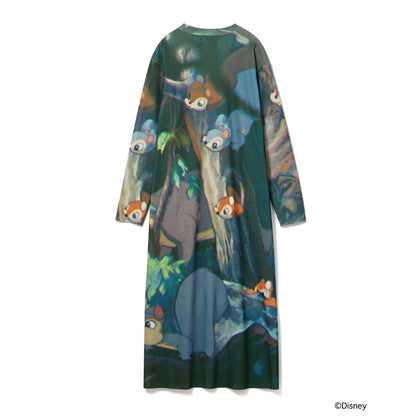 NON TOKYO Print Rib L/S One-Piese / Snow White ノントーキョー プリントリブロングスリーブワンピース/スノーホワイト NON-26A-SW10-003【レディース リブワンピース 長袖ワンピース プリントワンピース 総柄プリント 26FW】
