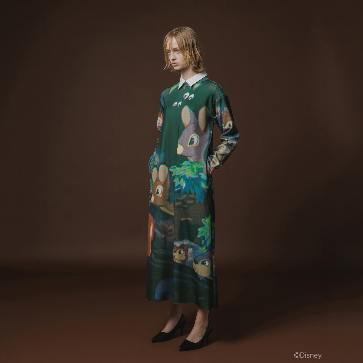 NON TOKYO Print Rib L/S One-Piese / Snow White ノントーキョー プリントリブロングスリーブワンピース/スノーホワイト NON-26A-SW10-003【レディース リブワンピース 長袖ワンピース プリントワンピース 総柄プリント 26FW】