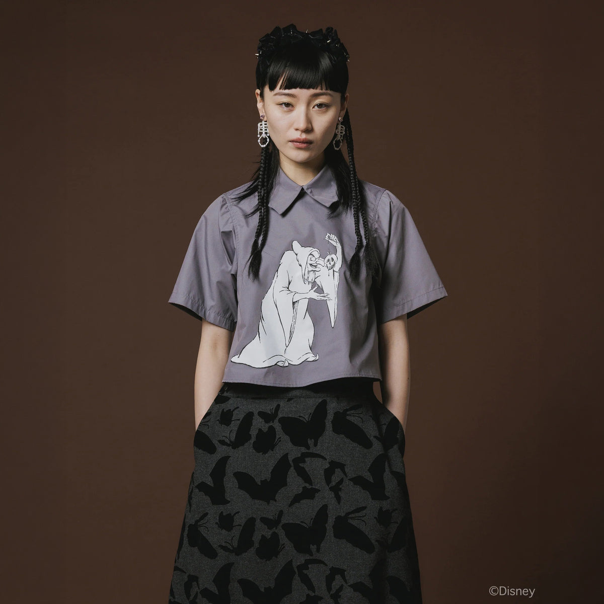 NON TOKYO Pullover Bats Shirt ノントーキョー プルオーバーバットシャツ NON-26A-SW8-001【レディース プリントシャツ ショート丈 吸水性 防しわ性 日本製 26FW】