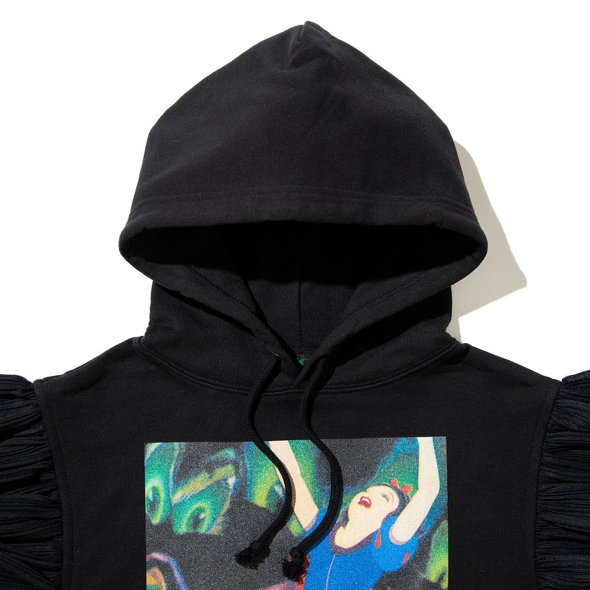 NON TOKYO FRILL SLEEVE HOODIE ノントーキョー フリル スリーブ フーディー NON-26A-SW8-009【レディース プルオーバーフーディー フリル付き グラフィック 前面プリント 26FW】