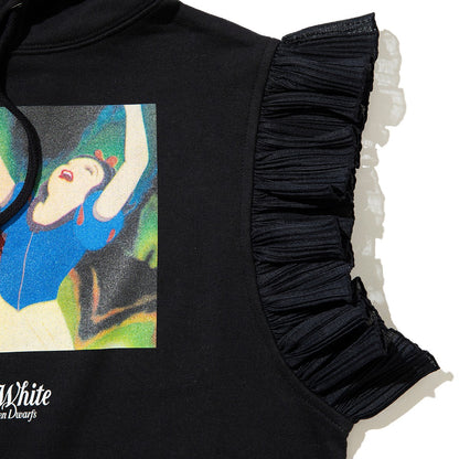 NON TOKYO FRILL SLEEVE HOODIE ノントーキョー フリル スリーブ フーディー NON-26A-SW8-009【レディース プルオーバーフーディー フリル付き グラフィック 前面プリント 26FW】