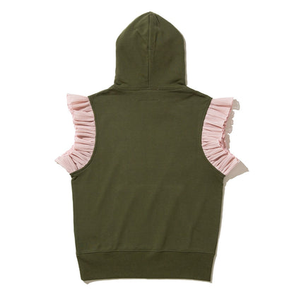NON TOKYO FRILL SLEEVE HOODIE ノントーキョー フリル スリーブ フーディー NON-26A-SW8-009【レディース プルオーバーフーディー フリル付き グラフィック 前面プリント 26FW】