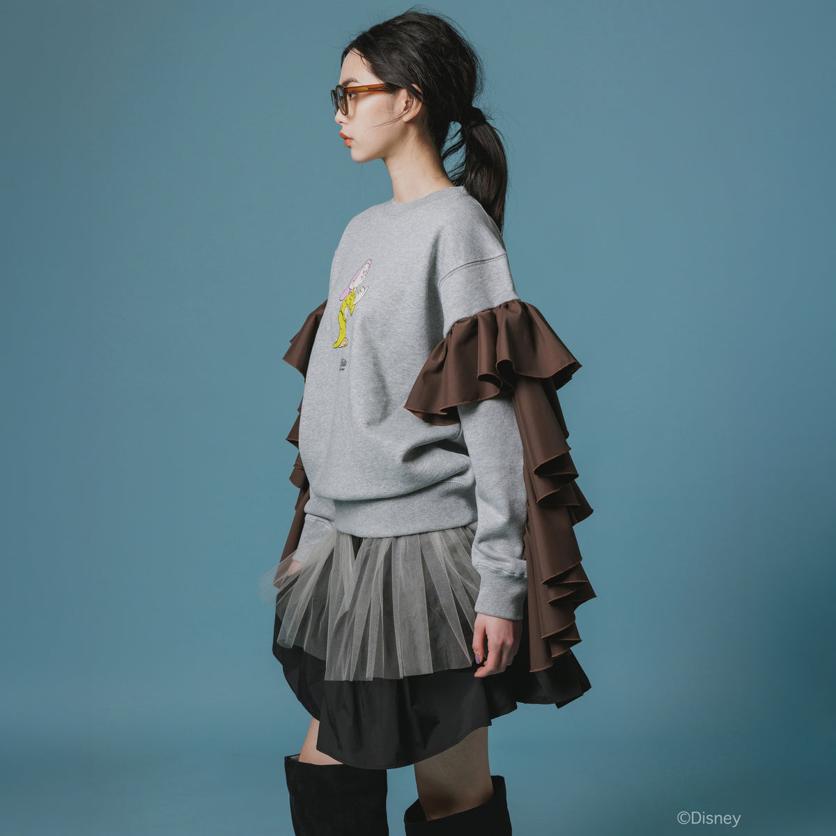 NON TOKYO Frill Sleeve Pullover Sweat  ノントーキョー フリルスリーブ プルオーバースウェット NON-26A-SW9-008【レディース フリルスウェット プルオーバースウェット スウェット トレーナー 26FW】