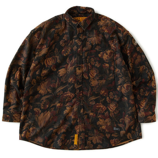 FAT GIGAFLOURISH エフエイティー ギガフローリッシュ F32620-SH11【メンズ ビックシャツ 長袖シャツ コーデュロイ ライトアウター ロゴ刺繍 26FW】