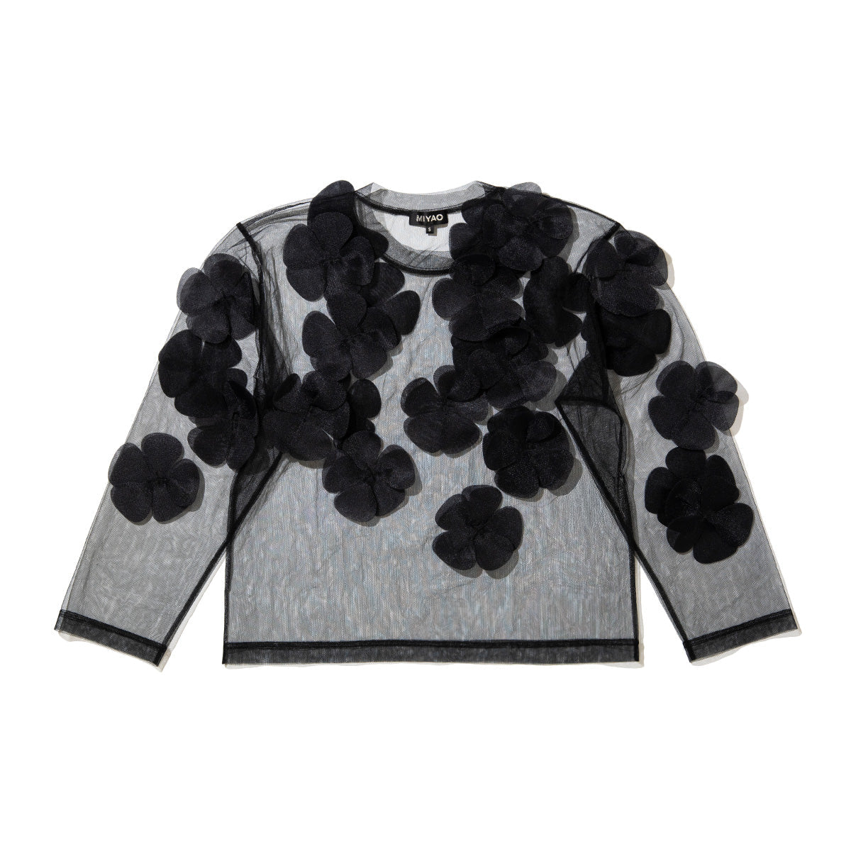 MIYAO Flower Motif Top ミヤオ フラワーモチーフトップ MFBL-01【レディース ロングTシャツ シースルー レイヤード 花柄  26FW】