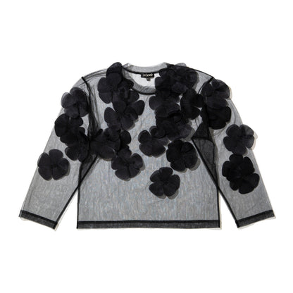 MIYAO Flower Motif Top ミヤオ フラワーモチーフトップ MFBL-01【レディース ロングTシャツ シースルー レイヤード 花柄  26FW】